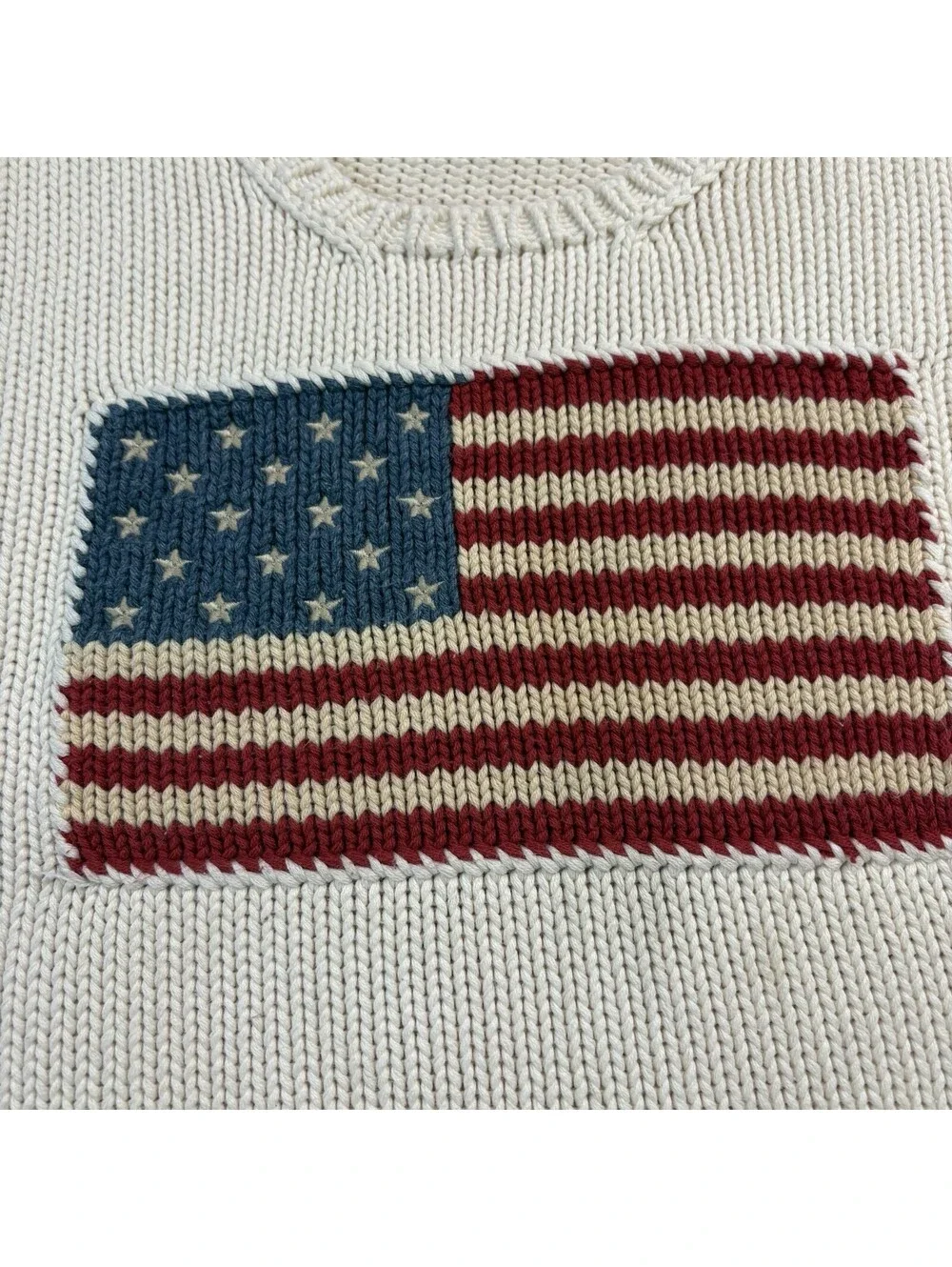 Polo Ralph Lauren American Flag Sweater Boys Size XL (?) Cream